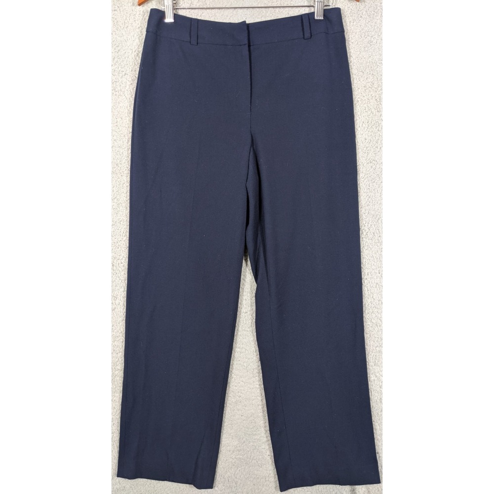 Talbots Dress Pants Womens 6P Navy Blue Stretch Mid Rise Straight Leg Office